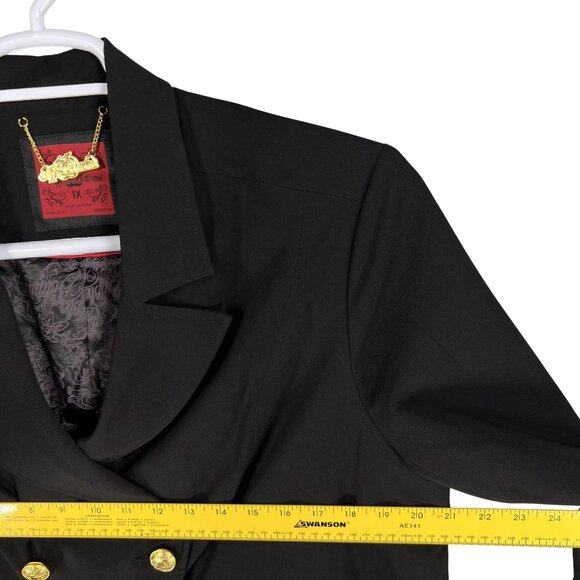 Apple Bottoms Womens 1X Black Asymmetrical Blazer Gold Buttons Business Casual - Picture 9 of 16